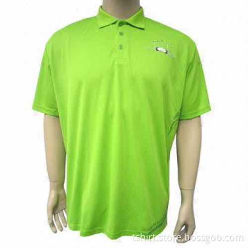 Men's green polo T-shirt, short sleeves